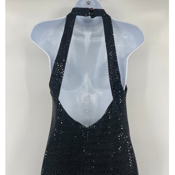 Vtg Y2K Roberta Sequin Formal Dress 9/10 Hoco Prom Halter Gala Halter 90s Goth - Picture 3 of 11